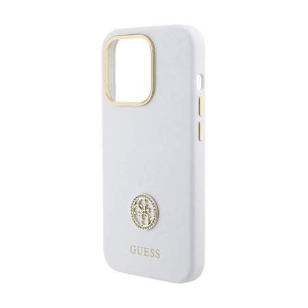 Guess Silicone Logo Strass 4G - iPhone 15 Pro Max Tasche (weiß)