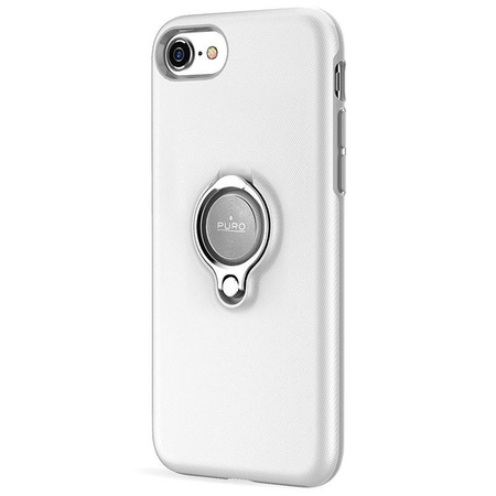 PURO Magnet Ring Cover - pouzdro pro iPhone SE (2022 / 2020) / 8 / 7 s magnetickým úchytem na prst (bílé)