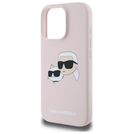 Karl Lagerfeld Silikon Double Heads Print MagSafe – Hülle für iPhone 16 Pro (rosa)