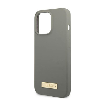 Guess Silicone Logo Plate MagSafe - iPhone 13 Pro Max Case (gray)