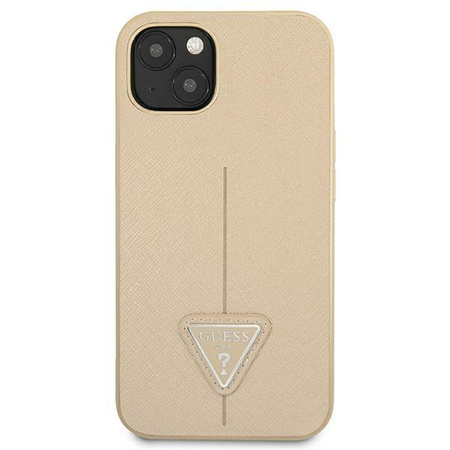 Guess Saffiano háromszög logós tok - iPhone 13 tok (bézs)