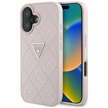 Guess Hot Stamp 4G Pattern Triangle Metal Logo - Case for iPhone 16 (pink)