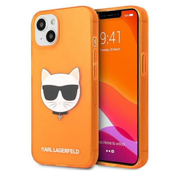 Karl Lagerfeld Choupette Head - pouzdro pro iPhone 13 (fluo oranžová)