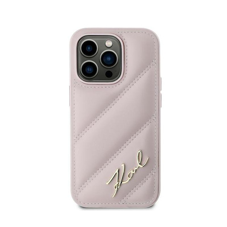 Karl Lagerfeld Diagonal Quilted Script - iPhone 14 Pro Max Case (pink)