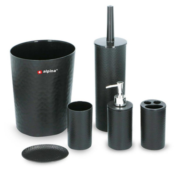 Alpina - 6-teiliges Badezimmer-Set (schwarz)