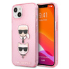 Karl Lagerfeld Glitter Karl & Choupette Head - Coque iPhone 13 (rose)