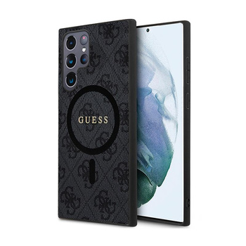 Guess 4G Collection Leather Metal Logo MagSafe - Samsung Galaxy S24 Ultra Tasche (schwarz)