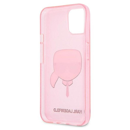 Karl Lagerfeld Karl's Head Glitter - Coque pour iPhone 13 Mini (rose)
