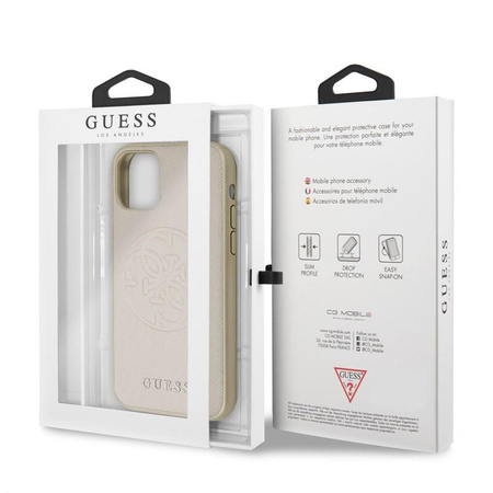 Guess Saffiano 4G Circle Logo - iPhone 11 Tasche (Gold)