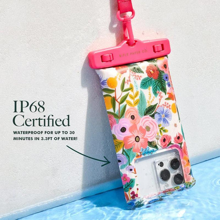 Rifle Paper Waterproof Floating Pouch - Waterproof case for smartphones up to 6.7" (Garden Party Blush)