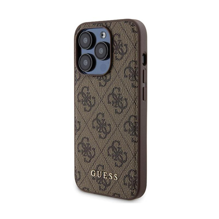 Guess Bundle Pack MagSafe 4G Metal Gold Logo - Etui Set + Power Bank 5000mAh MagSafe iPhone 15 Pro (braun)