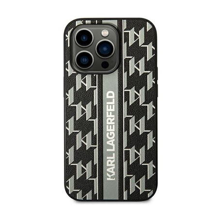 Karl Lagerfeld Monogram Stripe - iPhone 14 Pro Case (gray)