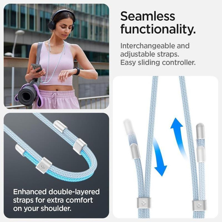 Spigen Universal Strap Set Crossbody & Wrist - Popruh na telefon na rameno a zápěstí (Mute Blue)