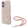 Guess IML Flowers Allover Electro With Pearl Strap MagSafe - pouzdro pro iPhone 16 Plus (růžové)