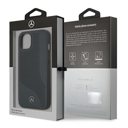 Mercedes Leather Perforated Area - Case iPhone 13 mini (bleu marine)