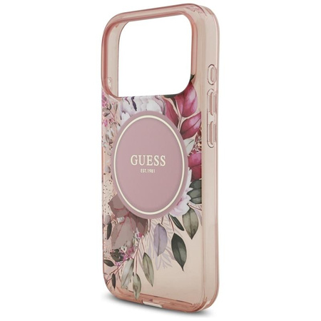 Guess IML Flowers Electro Pearl Strap MagSafe - Case iPhone 17 Pro (pink)
