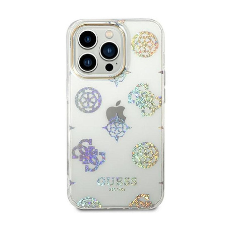 Guess Peony Glitter Case - iPhone 14 Pro Case (Transparent)