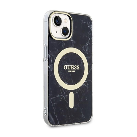 Guess Marble MagSafe - pouzdro pro iPhone 14 Plus (černé)