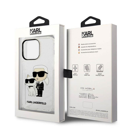 Karl Lagerfeld IML Glitter NFT Karl & Choupette - Coque iPhone 14 Pro Max (Transparent)