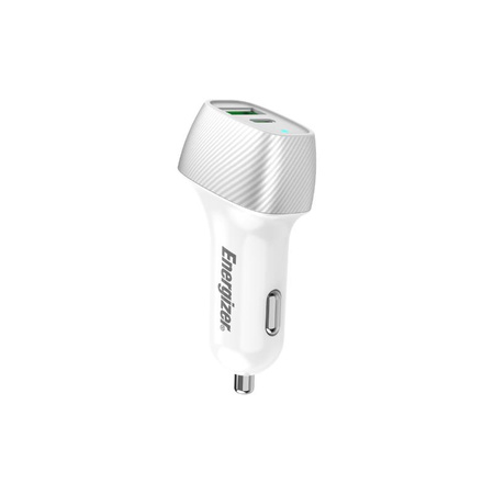 Energizer Ultimate - USB-C a USB-A 38W PD + QC3.0 nabíječka do auta (bílá / stříbrná)