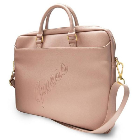 Guess Saffiano Script Computer Bag - 15" Notebook Bag (pink)