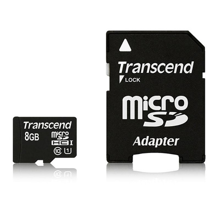 Transcend Memory MicroSDHC - 8 GB UHS-1 U1 45MB/s paměťová karta s adaptérem