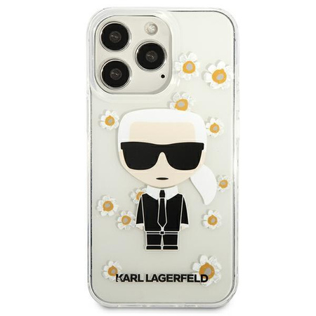 Karl Lagerfeld Iconic Karl Flower - pouzdro pro iPhone 13 Pro (průhledné)