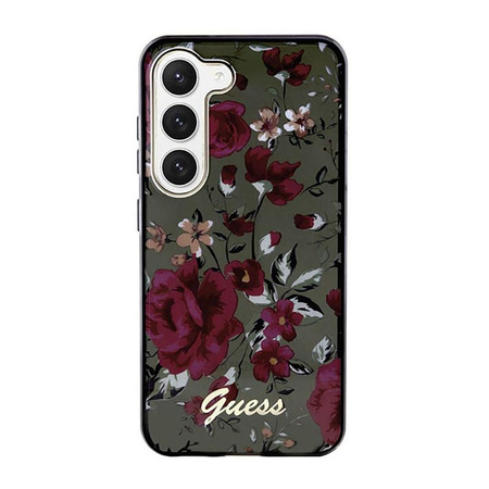 Guess Flower Collection - pouzdro pro Samsung Galaxy S23+ (khaki)