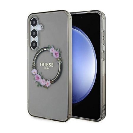Guess IML Flowers Wreath MagSafe - Samsung Galaxy S24+ Case (black)