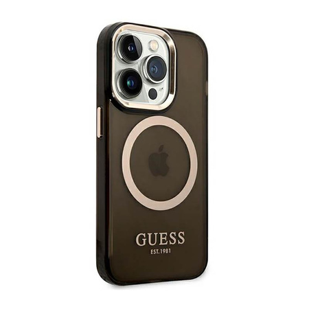 Guess Gold Outline Transluzent MagSafe - iPhone 14 Pro Max Tasche (schwarz)
