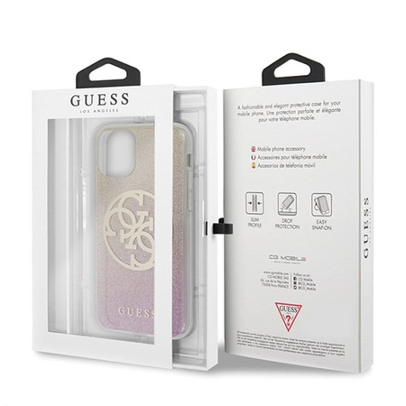 Guess Gradient Circle Glitter 4G - Coque iPhone 11 Pro (Or/Rose)