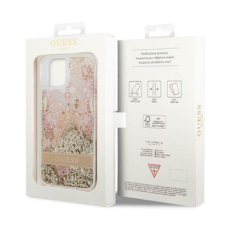 Guess Liquid Glitter Paisley - iPhone 14 tok (arany)