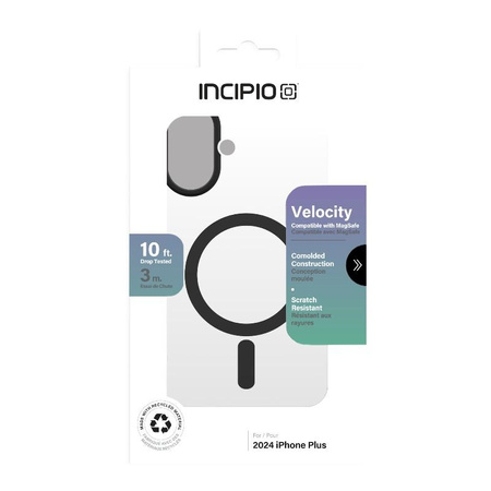 Incipio Velocity MagSafe - iPhone 16 Plus tok (átlátszó / fekete)