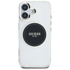 Guess IML Metallfarbener Kreis Klassisches Logo MagSafe - Hülle für iPhone 16 (schwarz)