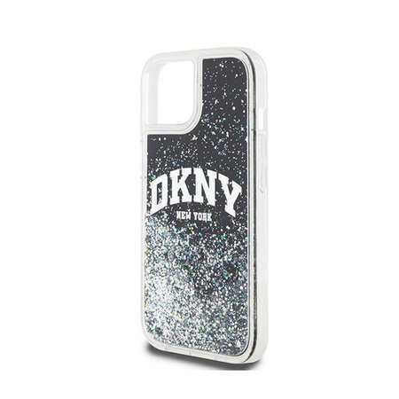 DKNY Liquid Glitter Big Logo - Coque pour iPhone 15 Plus / 14 Plus (noir)