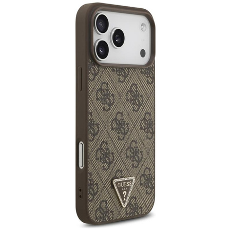 Guess Leather 4G Triangle Strass MagSafe - Hülle iPhone 17 Pro Max (braun)
