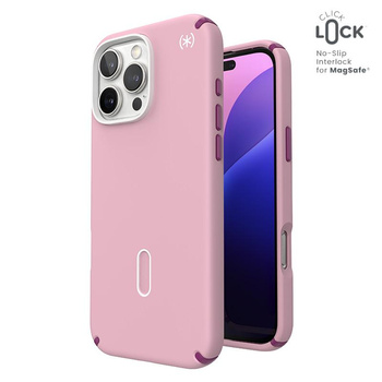 Speck Presidio2 Pro ClickLock & MagSafe - iPhone 16 Pro Max Case (Wednesday Pink / Boysenberry Purple / White)