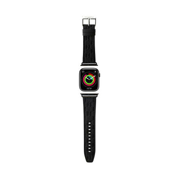 Karl Lagerfeld Saffiano Monogram - Bracelet pour Apple Watch 42/44/45/49 mm (noir)