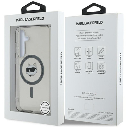 Karl Lagerfeld Button Choupette Head Printed Logo MagSafe - Hülle für Samsung Galaxy S25 (Schwarz)