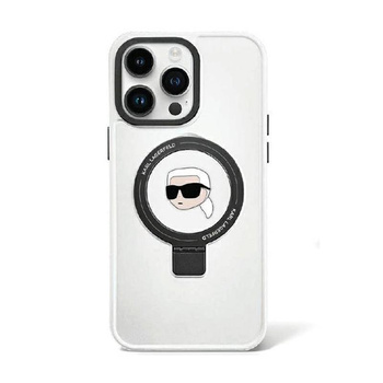 Karl Lagerfeld Ring Stand Karl Head MagSafe - iPhone 15 Pro Max Case (bílý)