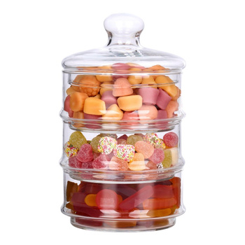 Alpina - Skleněná nádoba / dóza na sladkosti, 3 úrovně, 12x23 cm