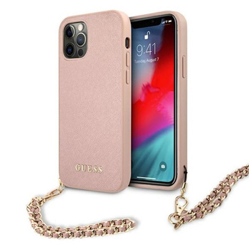 Guess Saffiano Chain - Coque iPhone 12 Pro Max (rose)