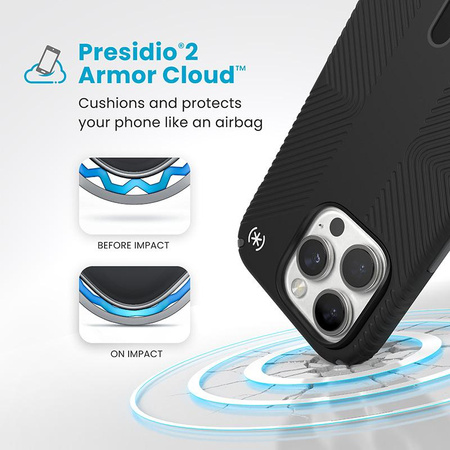 Speck Presidio2 Grip ClickLock & MagSafe - Coque iPhone 16 Pro (Noir / Gris ardoise / Blanc)