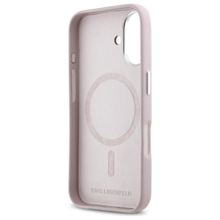 Karl Lagerfeld FW fémlemez MagSafe - iPhone 16 tok (rózsaszín)