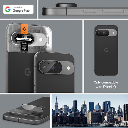 Spigen Optik.TR EZ Fit Kamera-Objektivschutz 2er-Pack - Objektivschutzglas für Google Pixel 9 (2 Stück) (Transparent)