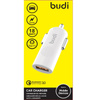 Budi - Chargeur de voiture USB, 18W, QC3.0 (Blanc)