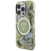 Guess Glitter Virágok háromszög gombok MagSafe - tok iPhone 16 Pro (zöld)