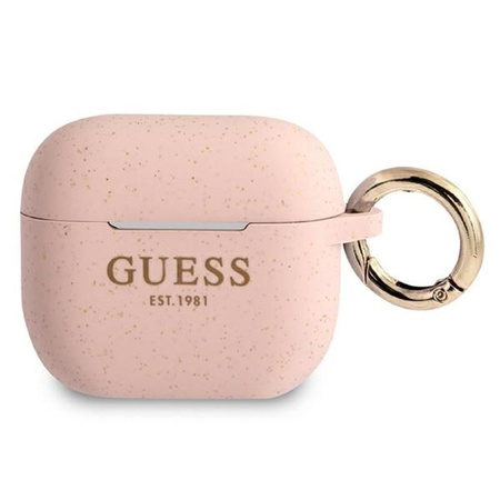 Guess Silicone Glitter Case Est - Étui Airpods 3 (rose)