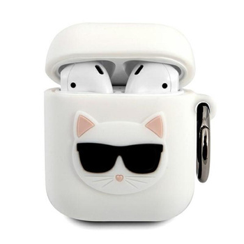 Karl Lagerfeld Choupette 3D - Pouzdro na Apple Airpods (bílé)