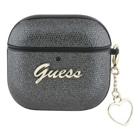 Guess Metallic Script Charm - Étui AirPods 4 (noir)